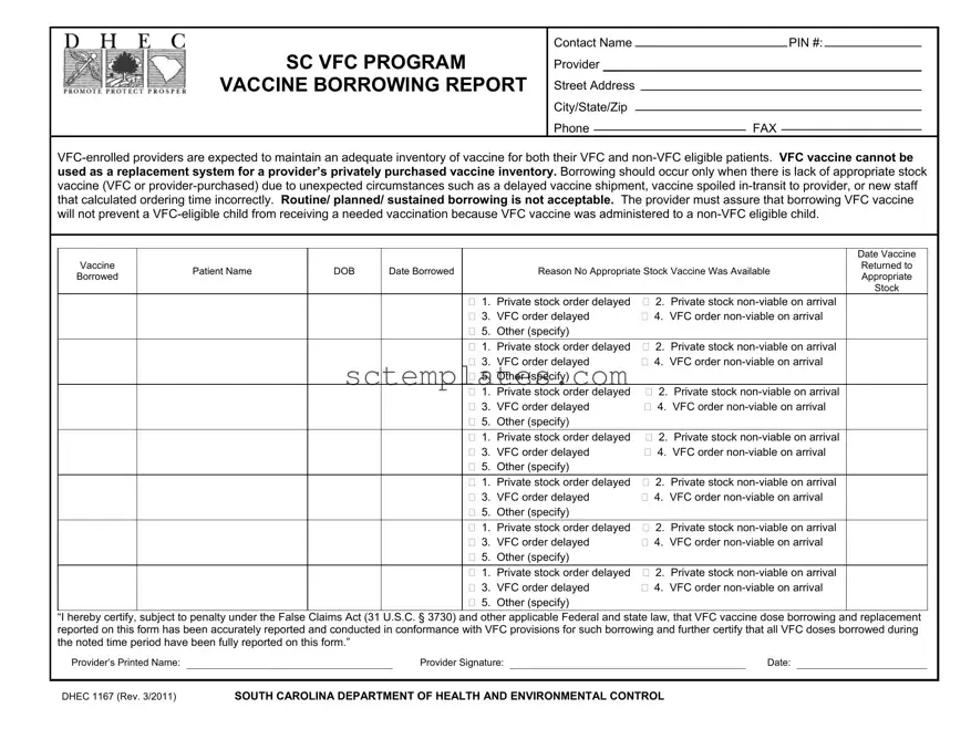 Fill Your Dhec 1167 Template