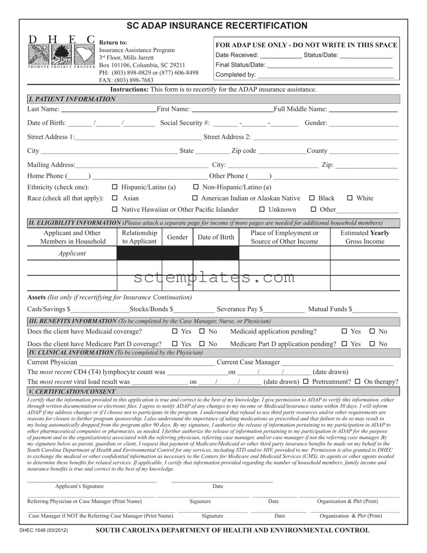 Fill Your Dhec 1548 Template