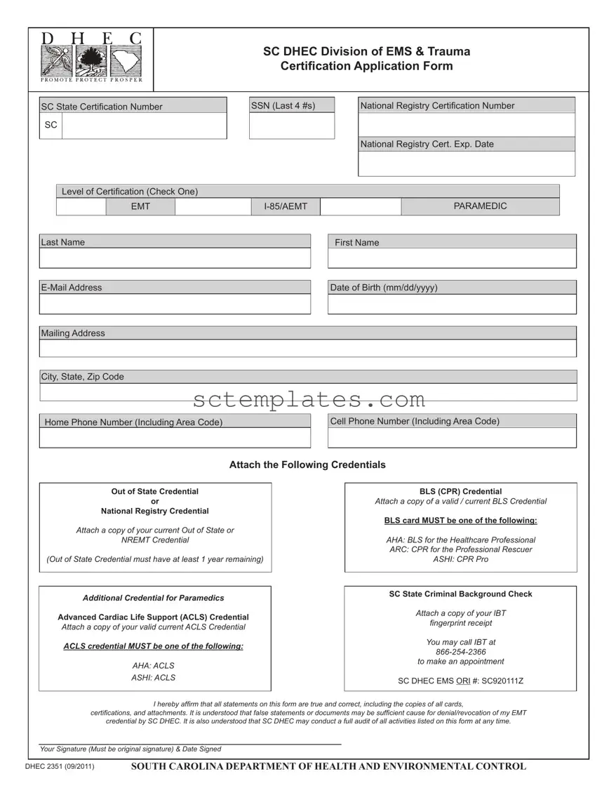 Fill Your Dhec 2351 Template