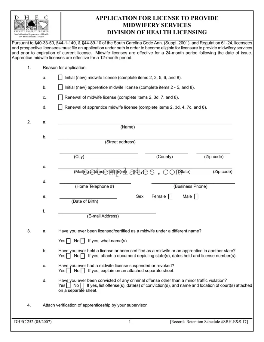Fill Your Dhec 252 Template