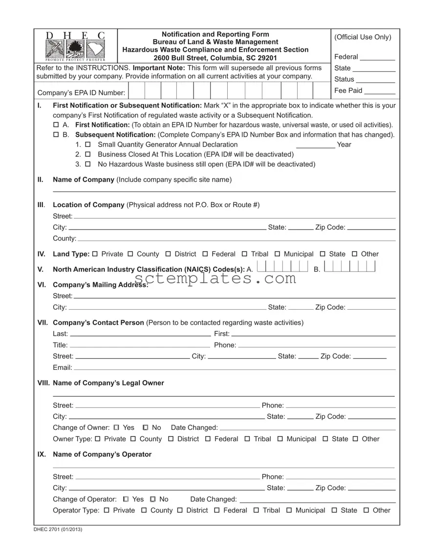 Fill Your Dhec 2701 Template