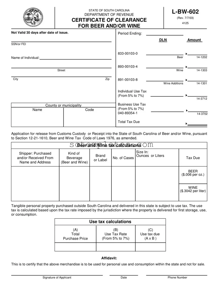 Fill Your L Bw 602 Template