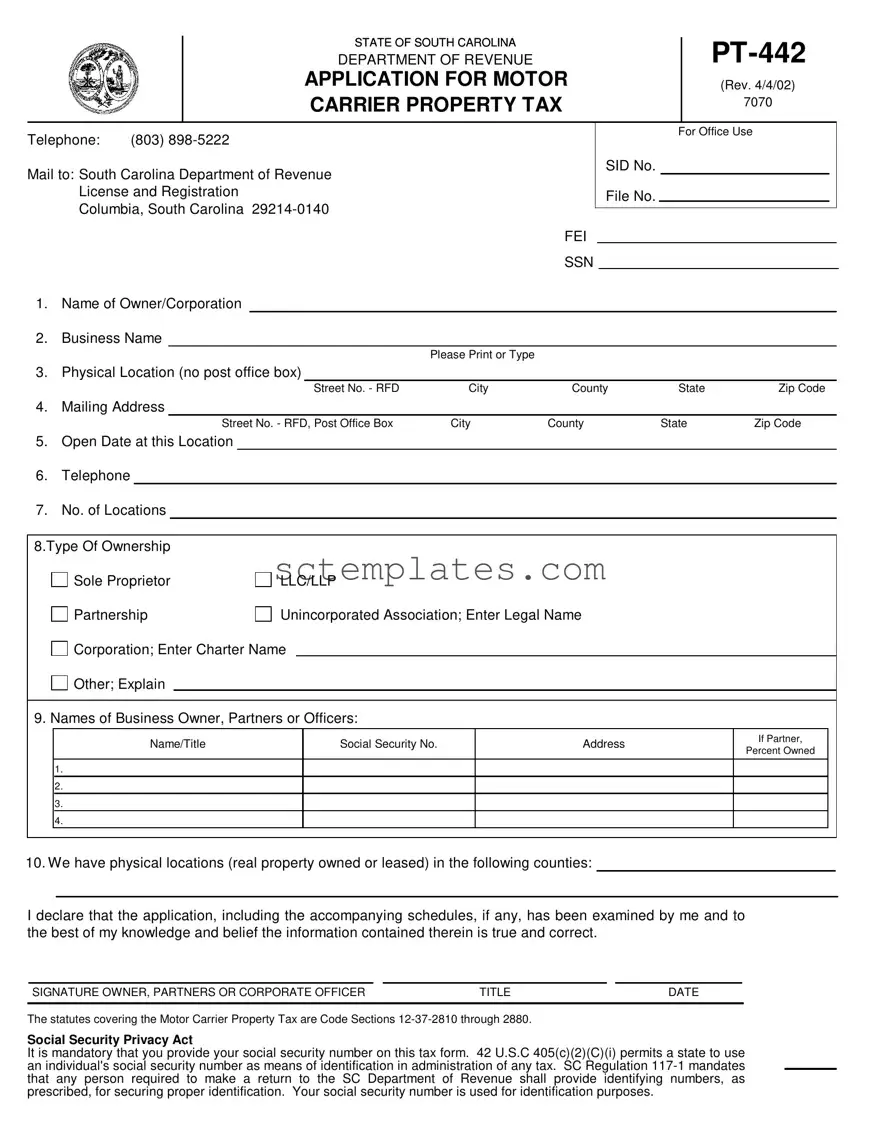 Fill Your Pt 442 Template