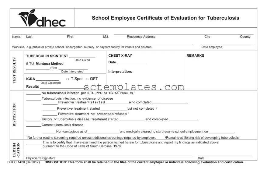 Fill Your Sc Dhec 1420 Template