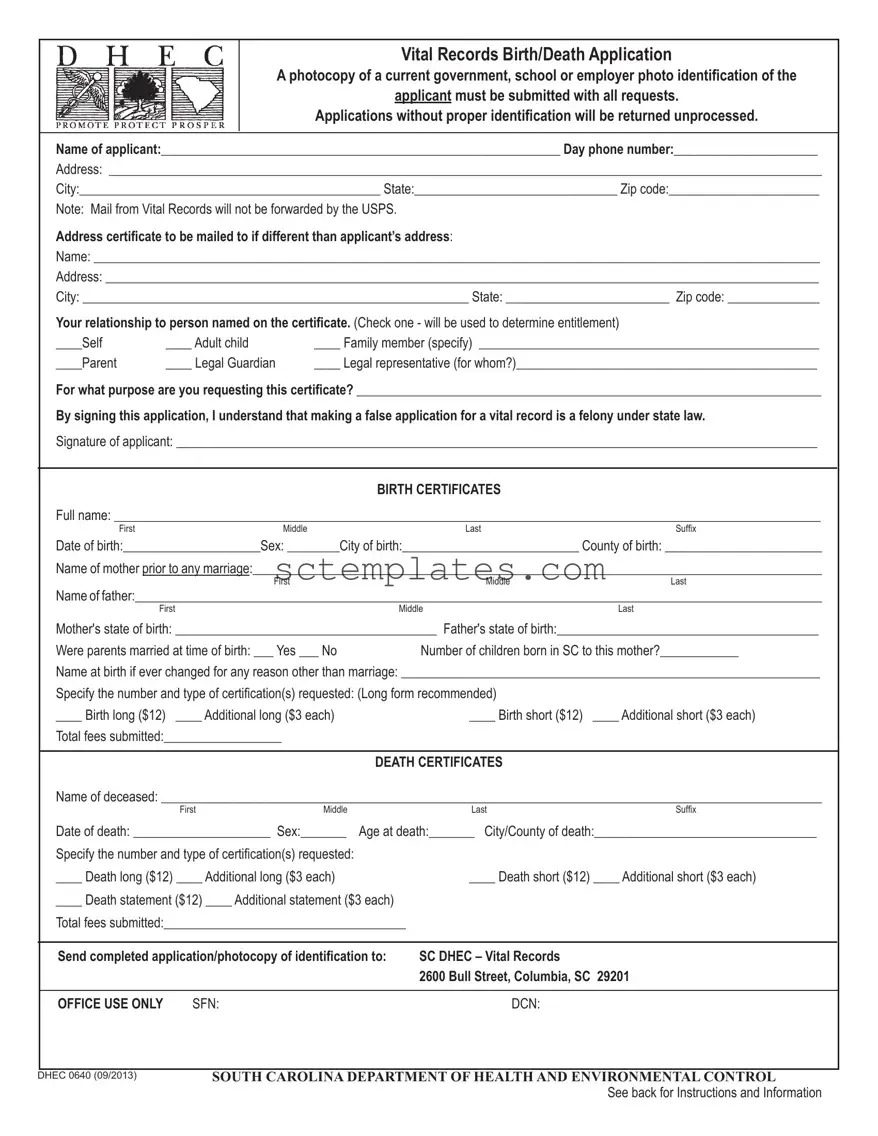 Fill Your Sc Dhec Application Template