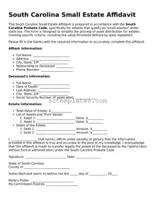 Legal South Carolina Small Estate Affidavit Form