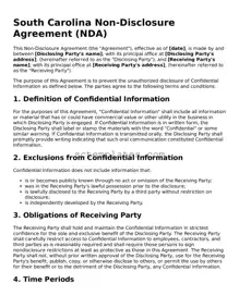 Legal South Carolina Non-disclosure Agreement Form