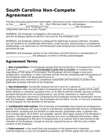 Legal South Carolina Non-compete Agreement Form
