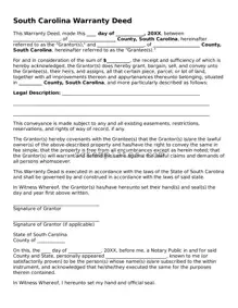 Legal South Carolina Deed Form