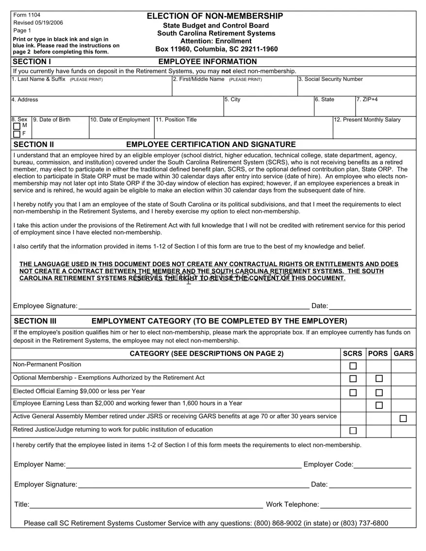 Fill Your South Carolina 1104 Template