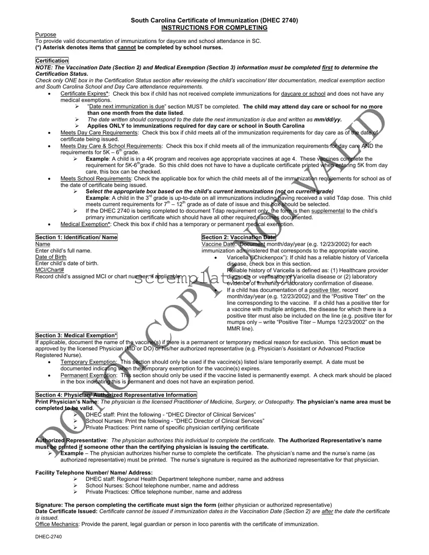 Fill Your South Carolina Immunization Certificate Template
