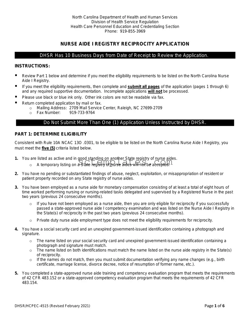 Fill Your South Carolina Nurse Aide Template